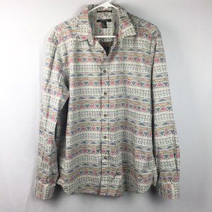 Mens Button Down Shirt Aztec Print XL